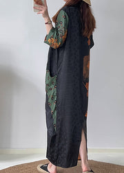 Boutique Black Asymmetrical Patchwork Silk Dresses Summer