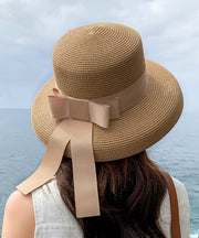 Boutique Black Bow Straw Woven Beach Sun Hat