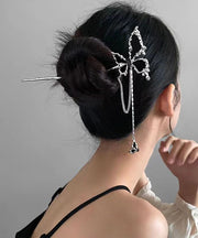 Boutique Black Copper Overgild Butterfly Chain Tassel Hairpin