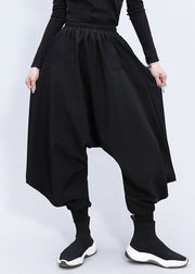 Boutique Black Elastic Waist Beam Pants Fall