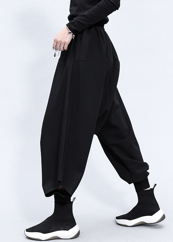 Boutique Black Elastic Waist Beam Pants Fall