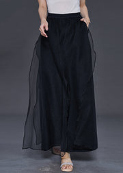 Boutique Black Elastic Waist Patchwork Tulle Skirts Spring