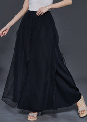 Boutique Black Elastic Waist Patchwork Tulle Skirts Spring