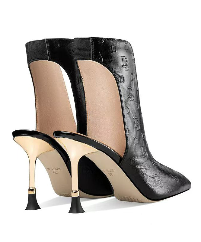 Boutique Black Hollow Out Stiletto High Heel Cool Boots