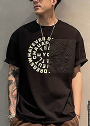 Boutique Black O Neck Graphic Cotton Men T Shirt Summer