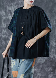 Boutique Black Oversized Patchwork Plaid Cotton Tank Summer