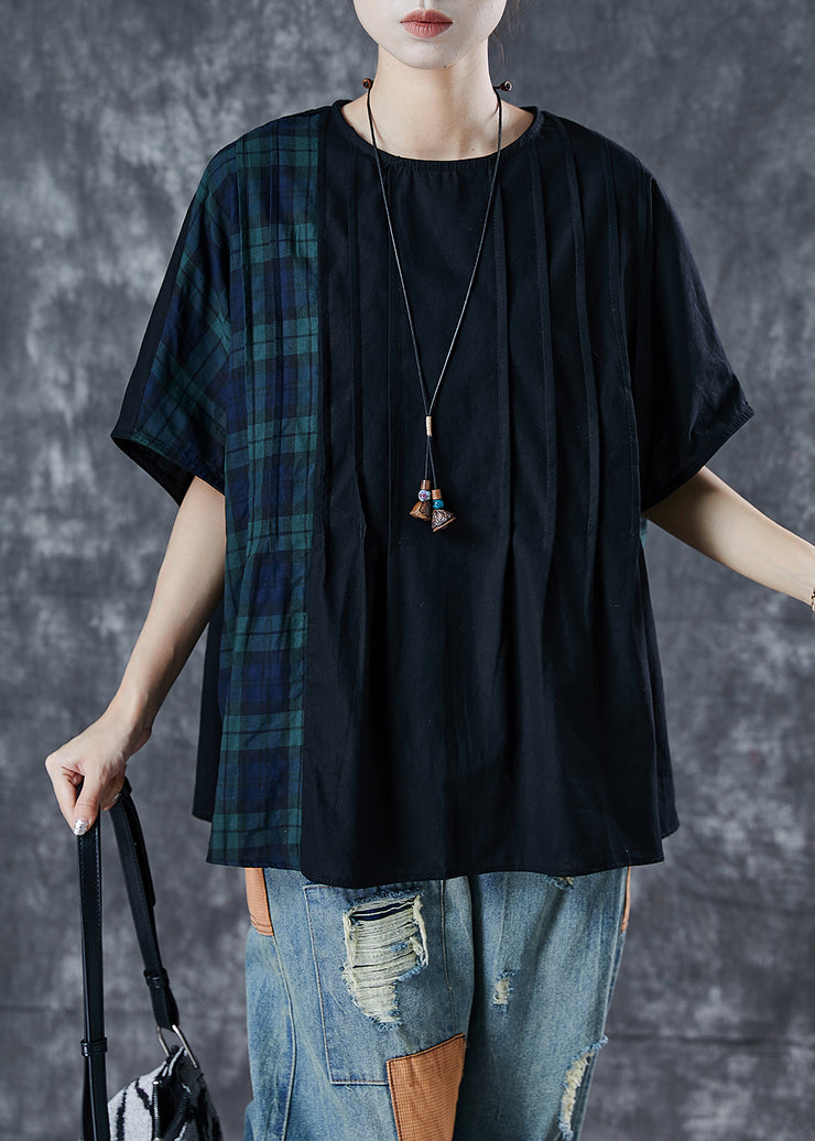 Boutique Black Oversized Patchwork Plaid Cotton Tank Summer