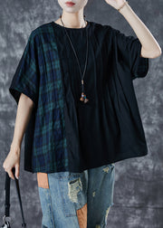 Boutique Black Oversized Patchwork Plaid Cotton Tank Summer