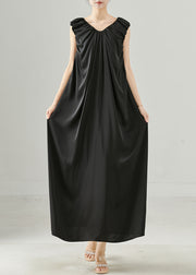 Boutique Black Oversized Silk Maxi Dresses Summer