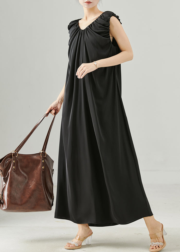 Boutique Black Oversized Silk Maxi Dresses Summer