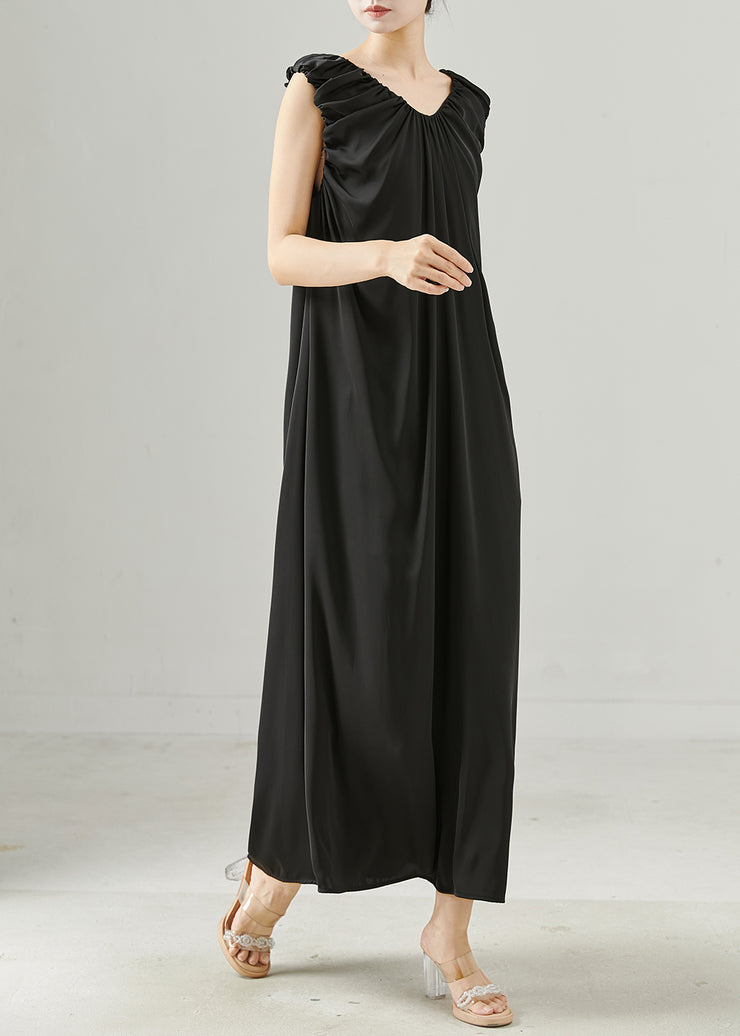 Boutique Black Oversized Silk Maxi Dresses Summer