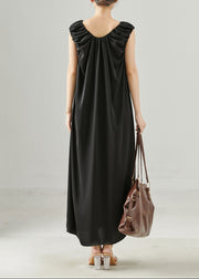 Boutique Black Oversized Silk Maxi Dresses Summer