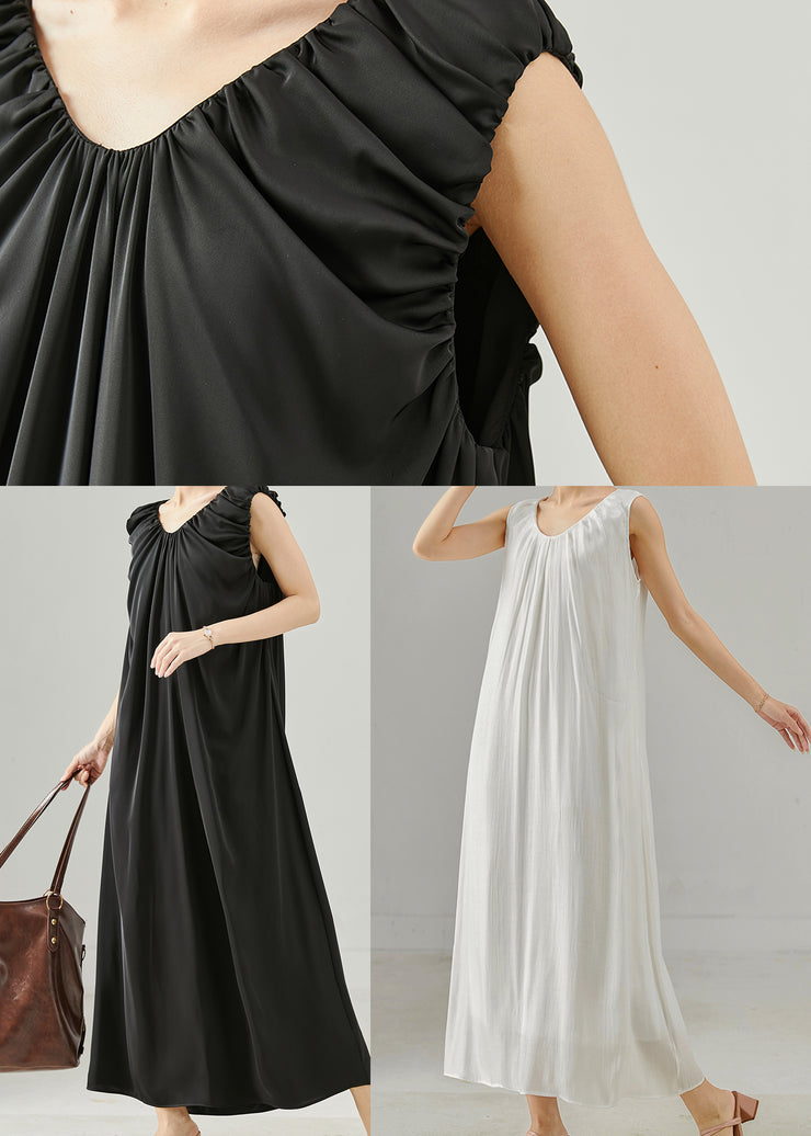 Boutique Black Oversized Silk Maxi Dresses Summer