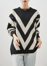 Boutique Black Oversized Striped Knit Sweater Winter