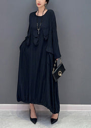 Boutique Black Oversized Striped Maxi Dresses Spring