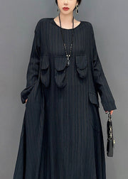 Boutique Black Oversized Striped Maxi Dresses Spring