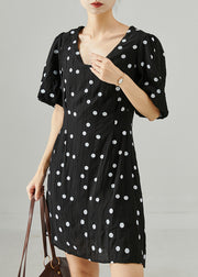 Boutique Black Puff Sleeve Print Cotton Dresses Summer