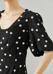 Boutique Black Puff Sleeve Print Cotton Dresses Summer