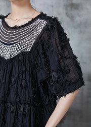 Boutique Black Tasseled Zircon Dresses Summer