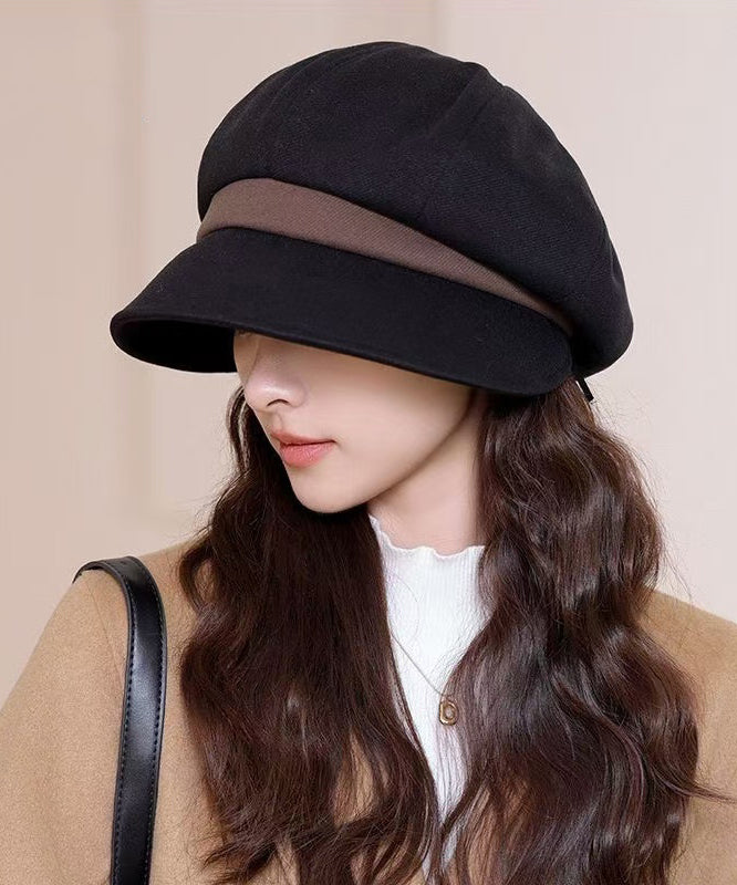 Boutique Black Versatile Woolen Beret Hat