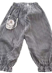 Boutique Black White Plaid Applique Kids Lantern Pants