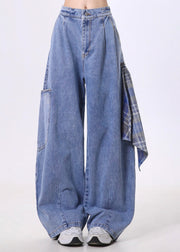 Boutique Blue Oversized Denim Wide Leg Pants Spring