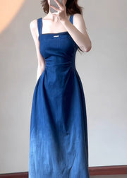 Boutique Blue Slim Fit Denim Spaghetti Strap Dress Summer