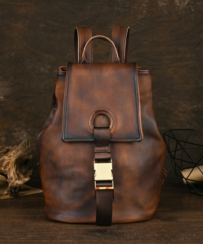 Boutique Brown Large Capacity Calf Leather Backpack Bag