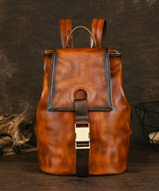 Boutique Brown Large Capacity Calf Leather Backpack Bag