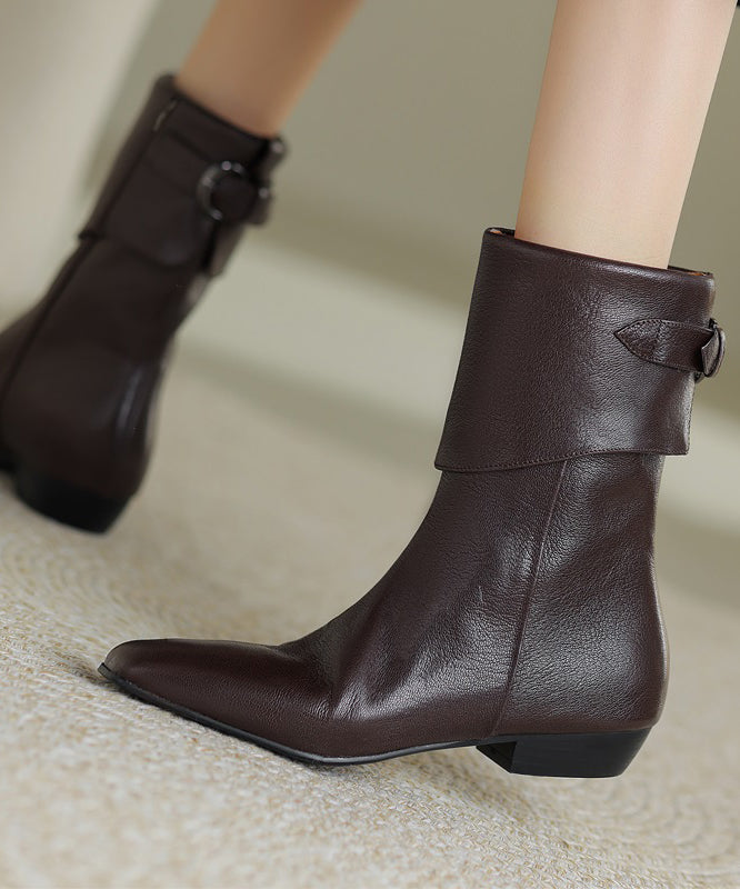 Boutique Brown Sheepskin Splicing Comfy Boots