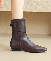 Boutique Brown Sheepskin Splicing Comfy Boots