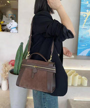 Boutique Brown Zippered Faux Leather Messenger Bag