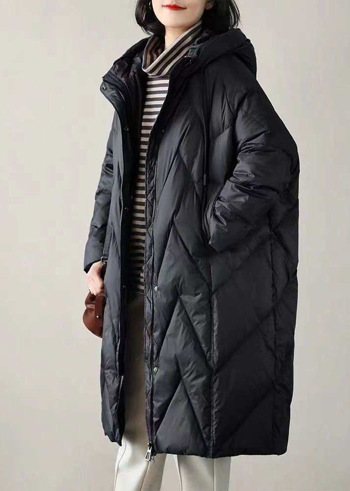 Boutique Chocolate Hooded Drawstring Pockets Duck Down Puffer Jacket Winter