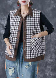 Boutique Coffee Plaid Patchwork Thick Cotton Vest Fall