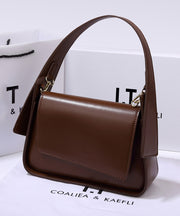 Boutique Coffee Versatile Calf Leather Satchel Handbag