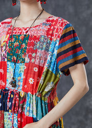 Boutique Colorblock Exra Large Hem Cotton Cinched Dress Summer