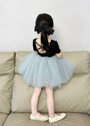 Boutique Colorblock Wrinkled Patchwork Tulle Kids Girls Princess Dress Summer