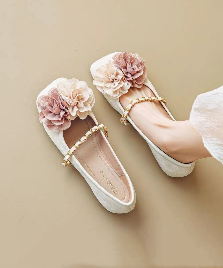 Boutique Comfortable Splicing Floral Beige Flats Shoes