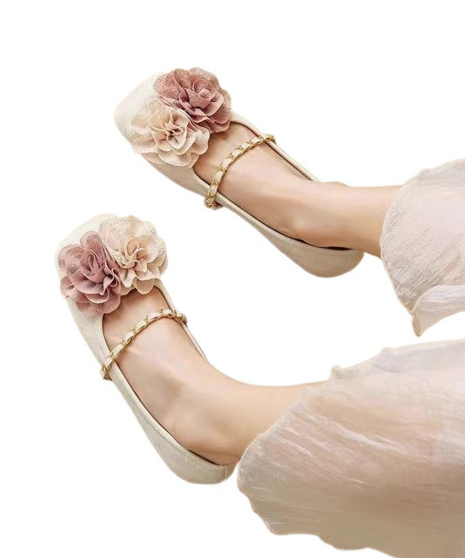 Boutique Comfortable Splicing Floral Beige Flats Shoes