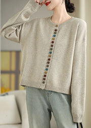 Boutique Dark Grey O Neck Button Knit Cardigans Spring