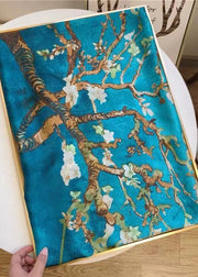 Boutique Elegant Blue Print Silk Shawl