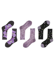 Boutique Fashion Purple Jacquard Cotton Mid Calf Socks