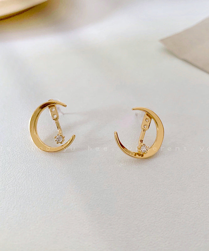 Boutique Gold Alloy Zircon Moon Star Hoop Earrings