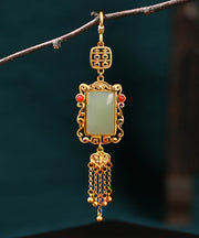 Boutique Gold Ancient Gold Jade Agate Tassel Brooches