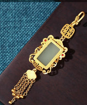Boutique Gold Ancient Gold Jade Agate Tassel Brooches