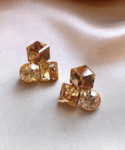 Boutique Gold Copper Alloy Crystal Stud Earrings