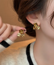 Boutique Gold Copper Alloy Crystal Stud Earrings