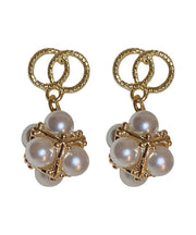 Boutique Gold Sterling Silver Overgild Zircon Pearl Drop Earrings