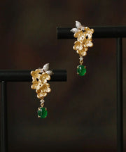 Boutique Gold Sterling Silver Overgildr Jade Fragrans Tassel Drop Earrings