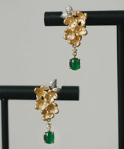Boutique Gold Sterling Silver Overgildr Jade Fragrans Tassel Drop Earrings